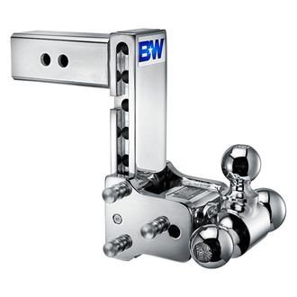 B&W Trailer Hitches® - Class 4 Tow & Stow Adjustable 7" Drop Chrome Tri-Ball Mount for 2-1/2" Receivers