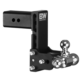 B&W Trailer Hitches® - Class 4 Tow & Stow Adjustable 7" Drop Black Tri-Ball Mount for 3" Receivers