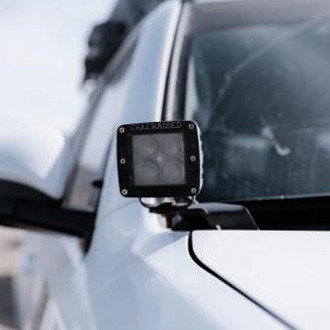 Cali Raised LED® - Hood Ditch Mounted Low Profile 3"x2" 2x18W Amber LED Light Kit, with Blue Backlit Small Switch
