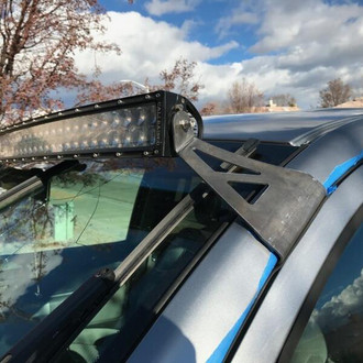 Cali Raised LED® - Roof 5D Optic 52" Curved Dual Row Spot Beam LED Light Bar Kit, with Blue Backlit Small Switch