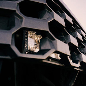 Cali Raised LED® - Upper Grille 5D Optic 32" Spot Beam LED Light Bar Kit, with Blue Backlit Tall Switch