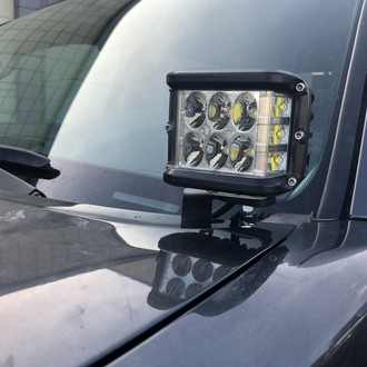 Cali Raised LED® - Hood Ditch Mounted Low Profile 3"x2" 2x18W Amber LED Light Kit, w/o Switch