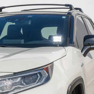 Cali Raised LED® - Hood Ditch Mounted Side Projecting 3"x2" 2x27W Square LED Light Kit, with Switch