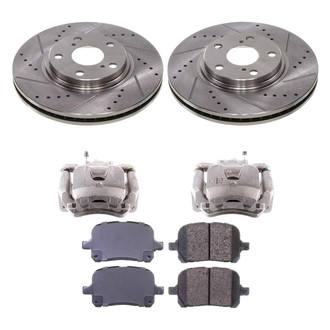 Callahan Brake Parts® - Drilled and Slotted Front Brake Kit with Calipers