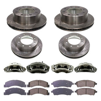 Callahan Brake Parts® - Drilled and Slotted Front and Rear Brake Kit with Calipers