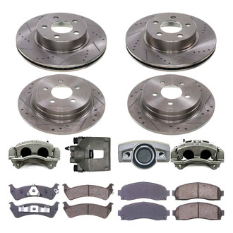 Callahan Brake Parts® - Drilled and Slotted Front and Rear Brake Kit with Calipers