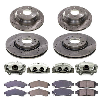 Callahan Brake Parts® - Drilled and Slotted Front and Rear Brake Kit with Calipers