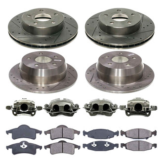 Callahan Brake Parts® - Drilled and Slotted Front and Rear Brake Kit with Calipers