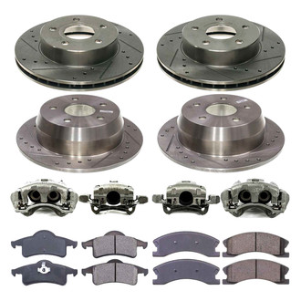 Callahan Brake Parts® - Drilled and Slotted Front and Rear Brake Kit with Calipers