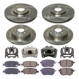 Callahan Brake Parts® - Drilled and Slotted Front and Rear Brake Kit with Calipers