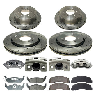 Callahan Brake Parts® - Drilled and Slotted Front and Rear Brake Kit with Calipers