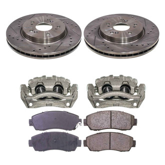 Callahan Brake Parts® - Drilled and Slotted Front Brake Kit with Calipers