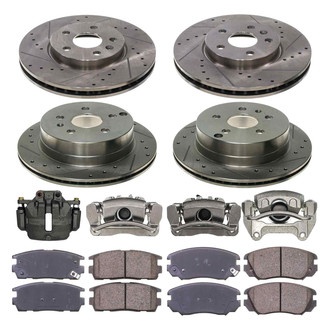 Callahan Brake Parts® - Drilled and Slotted Front and Rear Brake Kit with Calipers