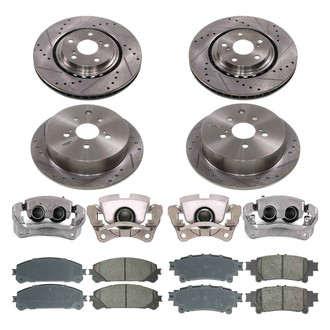 Callahan Brake Parts® - Drilled and Slotted Front and Rear Brake Kit with Calipers