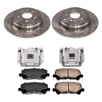 Callahan Brake Parts® - Drilled and Slotted Rear Brake Kit with Calipers