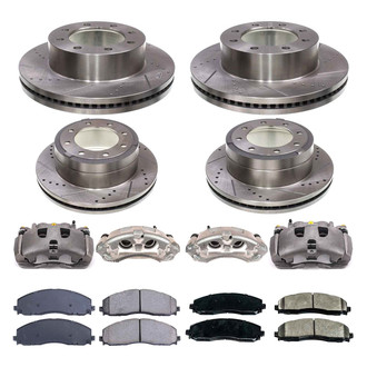 Callahan Brake Parts® - Drilled and Slotted Front and Rear Brake Kit with Calipers