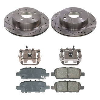 Callahan Brake Parts® - Drilled and Slotted Rear Brake Kit with Calipers