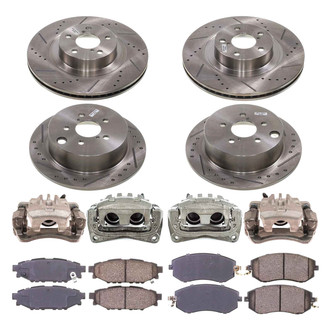 Callahan Brake Parts® - Drilled and Slotted Front and Rear Brake Kit with Calipers