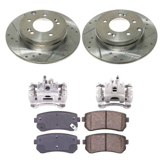 Callahan Brake Parts® - Drilled and Slotted Rear Brake Kit with Calipers