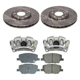 Callahan Brake Parts® - Drilled and Slotted Front Brake Kit with Calipers