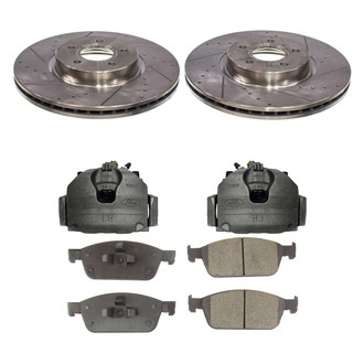 Callahan Brake Parts® - Drilled and Slotted Front Brake Kit with Calipers