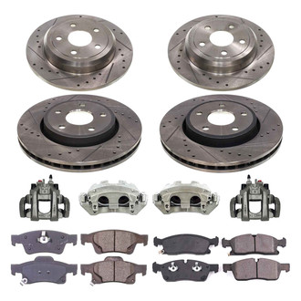 Callahan Brake Parts® - Drilled and Slotted Front and Rear Brake Kit with Calipers