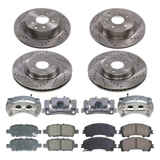 Callahan Brake Parts® - Drilled and Slotted Front and Rear Brake Kit with Calipers