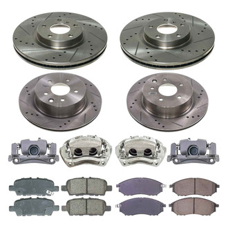 Callahan Brake Parts® - Drilled and Slotted Front and Rear Brake Kit with Calipers