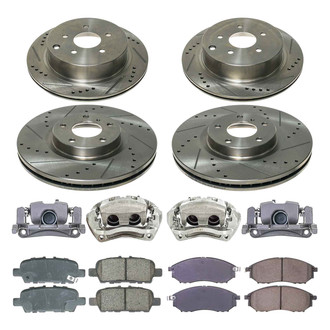 Callahan Brake Parts® - Drilled and Slotted Front and Rear Brake Kit with Calipers