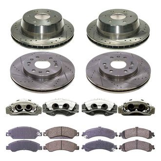 Callahan Brake Parts® - Drilled and Slotted Front and Rear Brake Kit with Calipers