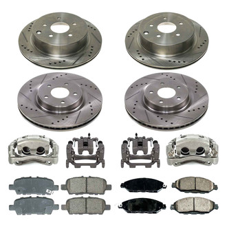 Callahan Brake Parts® - Drilled and Slotted Front and Rear Brake Kit with Calipers