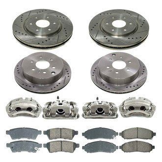 Callahan Brake Parts® - Drilled and Slotted Front and Rear Brake Kit with Calipers