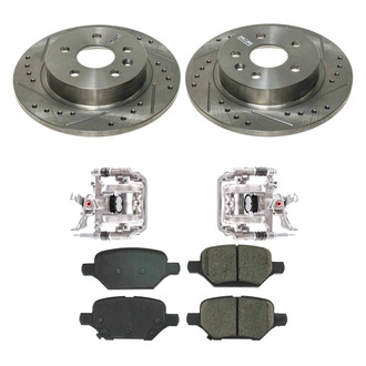 Callahan Brake Parts® - Drilled and Slotted Rear Brake Kit with Calipers