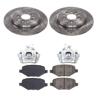 Callahan Brake Parts® - Drilled and Slotted Rear Brake Kit with Calipers