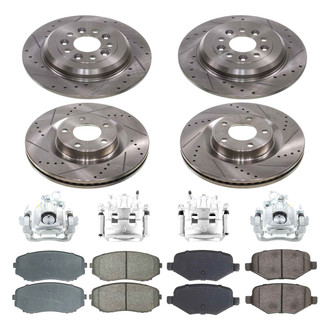 Callahan Brake Parts® - Drilled and Slotted Front and Rear Brake Kit with Calipers