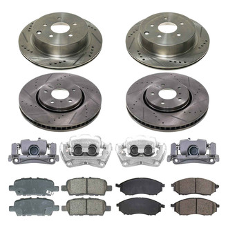 Callahan Brake Parts® - Drilled and Slotted Front and Rear Brake Kit with Calipers