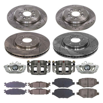 Callahan Brake Parts® - Drilled and Slotted Front and Rear Brake Kit with Calipers