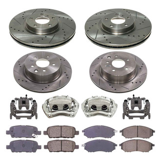 Callahan Brake Parts® - Drilled and Slotted Front and Rear Brake Kit with Calipers