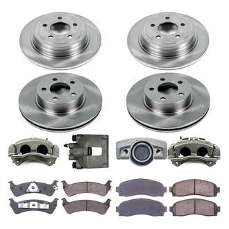 Callahan Brake Parts® - Plain Front and Rear Brake Kit with Calipers