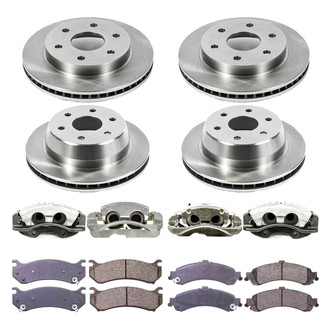 Callahan Brake Parts® - Plain Front and Rear Brake Kit with Calipers