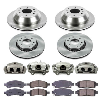 Callahan Brake Parts® - Plain Front and Rear Brake Kit with Calipers