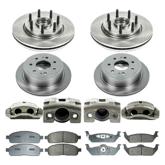 Callahan Brake Parts® - Plain Front and Rear Brake Kit with Calipers