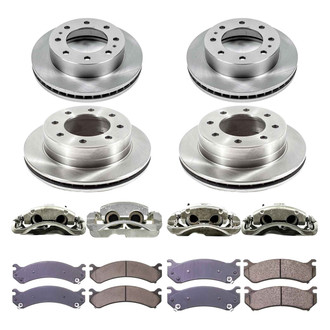 Callahan Brake Parts® - Plain Front and Rear Brake Kit with Calipers