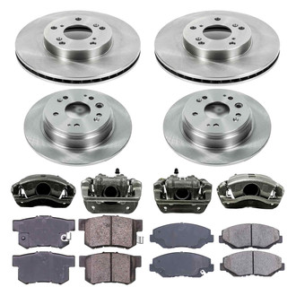 Callahan Brake Parts® - Plain Front and Rear Brake Kit with Calipers