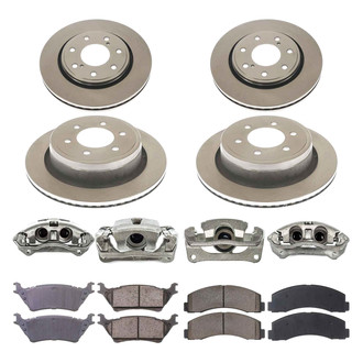 Callahan Brake Parts® - Plain Front and Rear Brake Kit with Calipers