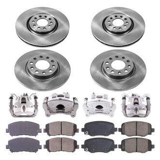 Callahan Brake Parts® - Plain Front and Rear Brake Kit with Calipers