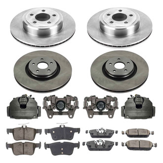 Callahan Brake Parts® - Plain Front and Rear Brake Kit with Calipers