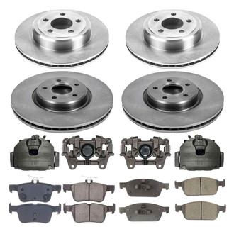 Callahan Brake Parts® - Plain Front and Rear Brake Kit with Calipers
