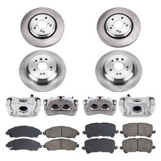 Callahan Brake Parts® - Plain Front and Rear Brake Kit with Calipers