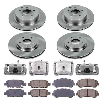 Callahan Brake Parts® - Plain Front and Rear Brake Kit with Calipers